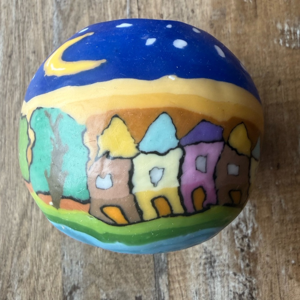 San Francisco Candle Co Hand Carved Village Night Sky Art Candle NIB